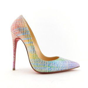 CHRISTIAN LOUBOUTIN Rainbow Multicolor Pastel Textured Leather Heel Pumps 35